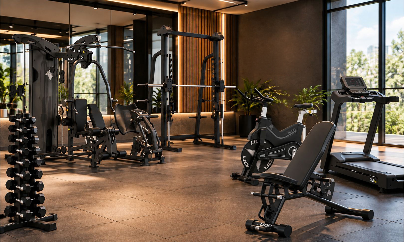 Academia de condomínio montada pela Lion Fitness em Valentim Gentil, SP